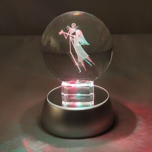 3D Lighted Nightmare Before Christmas Crystal Ball Glass Laser Engraved